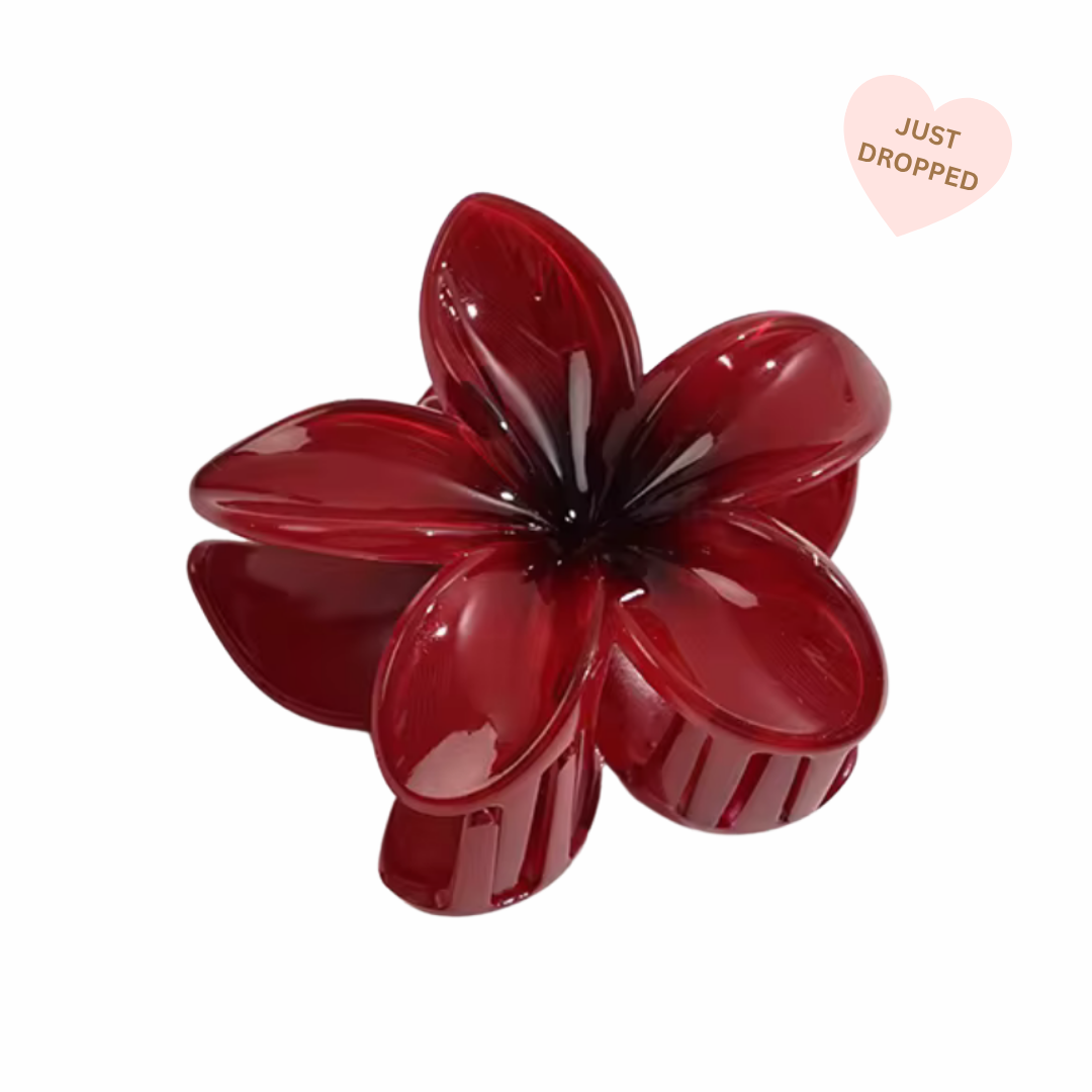 Burgundy Bloom Claw Clip