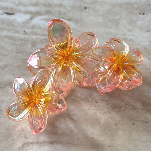 Peach Crystal Blossom Claw Clip
